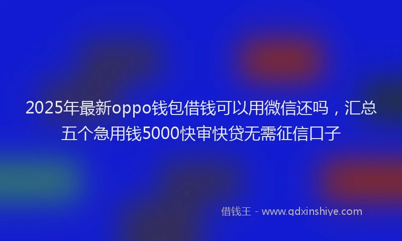 2025年最新oppo钱包借钱可以用微信还吗，汇总五个急用钱5000快审快贷无需征信口子