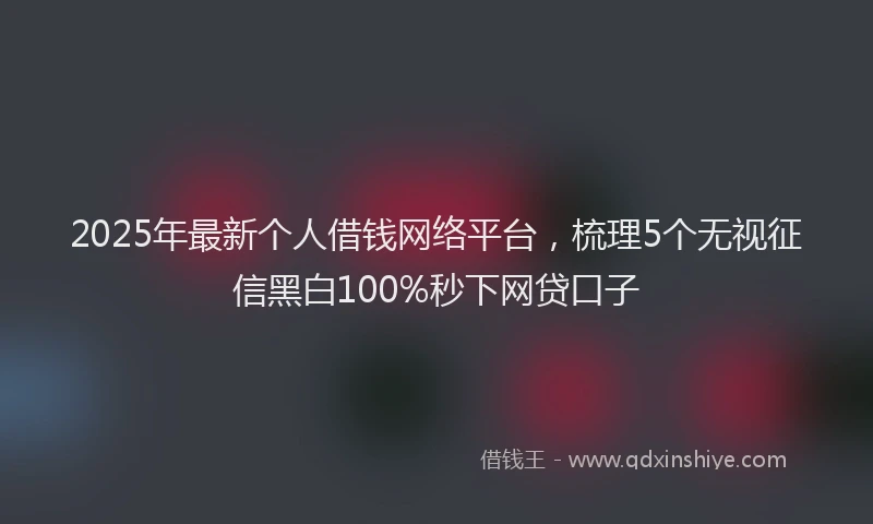 2025年最新个人借钱网络平台，梳理5个无视征信黑白100%秒下网贷口子