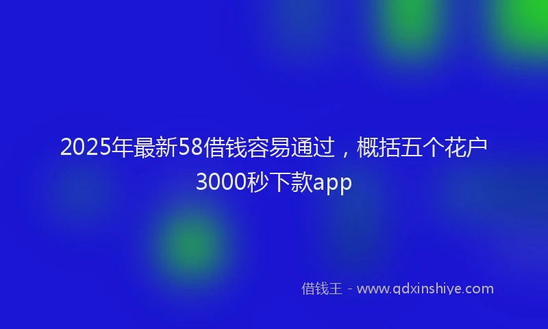 2025年最新58借钱容易通过，概括五个花户3000秒下款app