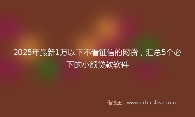 2025年最新1万以下不看征信的网贷，汇总5个必下的小额贷款软件