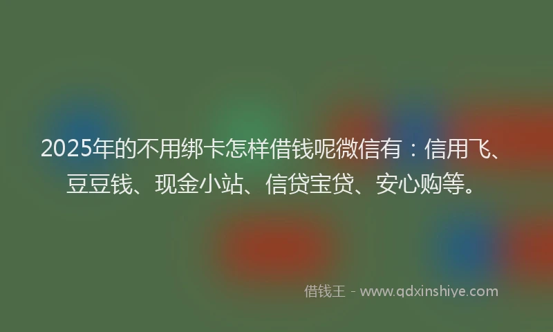 2025年的不用绑卡怎样借钱呢微信有：信用飞、豆豆钱、现金小站、信贷宝贷、安心购等。