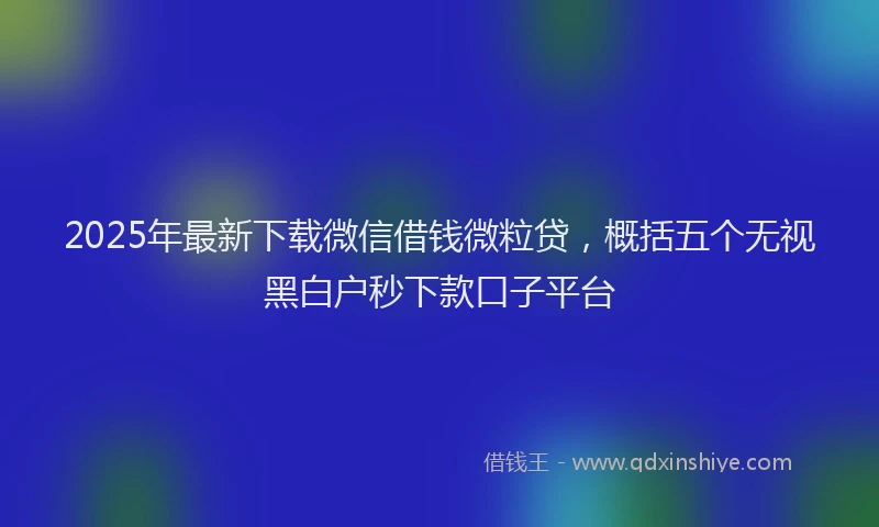 2025年最新下载微信借钱微粒贷，概括五个无视黑白户秒下款口子平台