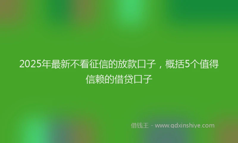 2025年最新不看征信的放款口子，概括5个值得信赖的借贷口子