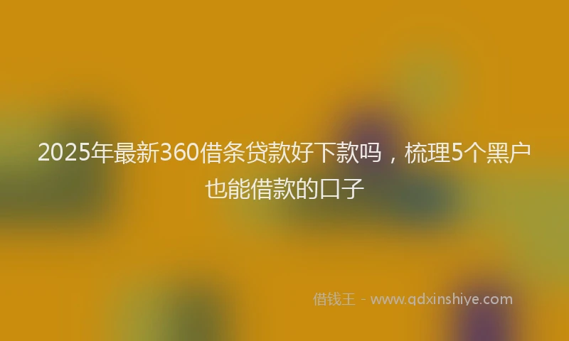2025年最新360借条贷款好下款吗，梳理5个黑户也能借款的口子