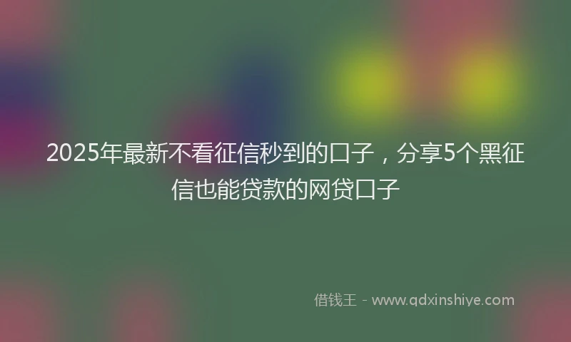 2025年最新不看征信秒到的口子，分享5个黑征信也能贷款的网贷口子