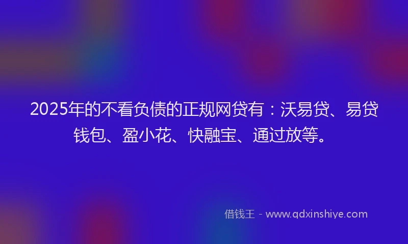 2025年的不看负债的正规网贷有：沃易贷、易贷钱包、盈小花、快融宝、通过放等。