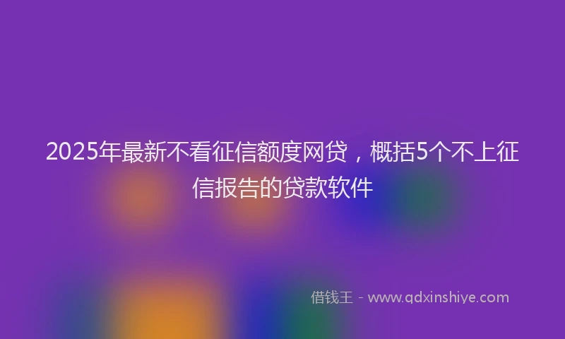 2025年最新不看征信额度网贷，概括5个不上征信报告的贷款软件