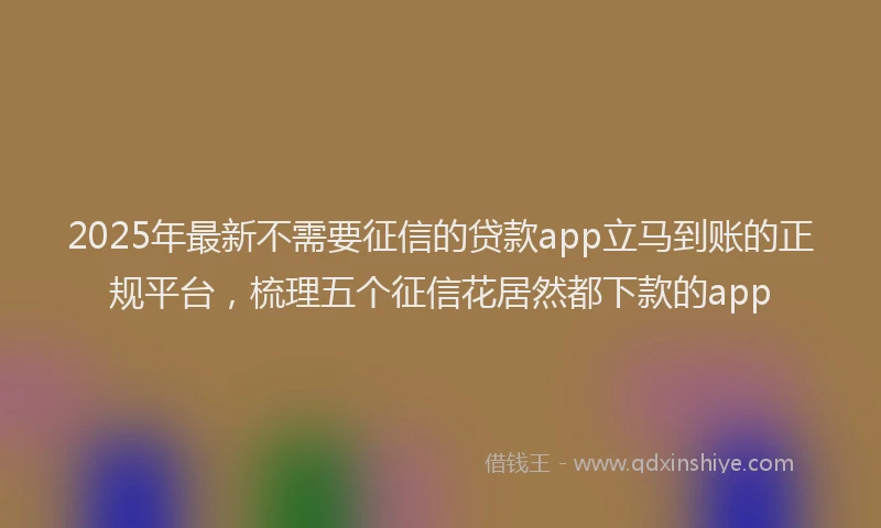 2025年最新不需要征信的贷款app立马到账的正规平台，梳理五个征信花居然都下款的app