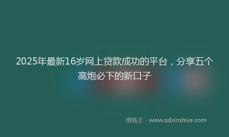 2025年最新16岁网上贷款成功的平台，分享五个高炮必下的新口子
