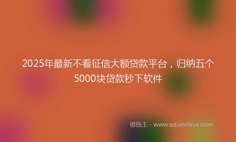 2025年最新不看征信大额贷款平台，归纳五个5000块贷款秒下软件