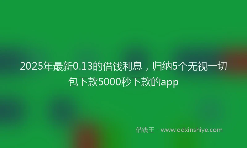 2025年最新0.13的借钱利息，归纳5个无视一切包下款5000秒下款的app