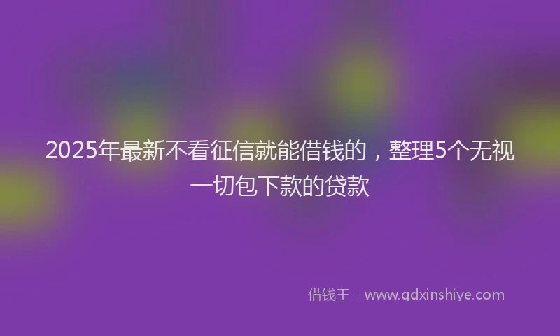 2025年最新不看征信就能借钱的，整理5个无视一切包下款的贷款