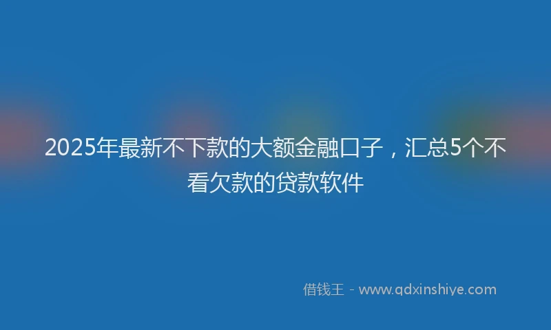 2025年最新不下款的大额金融口子，汇总5个不看欠款的贷款软件