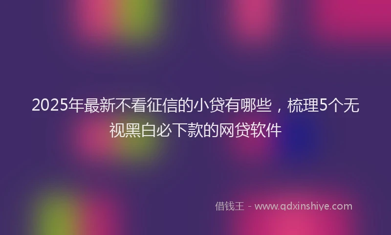 2025年最新不看征信的小贷有哪些，梳理5个无视黑白必下款的网贷软件