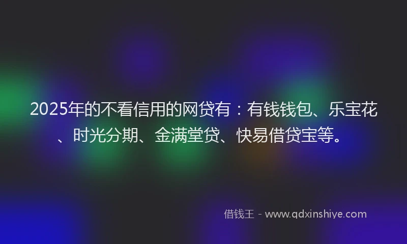 2025年的不看信用的网贷有：有钱钱包、乐宝花、时光分期、金满堂贷、快易借贷宝等。