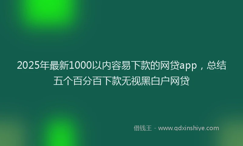 2025年最新1000以内容易下款的网贷app，总结五个百分百下款无视黑白户网贷