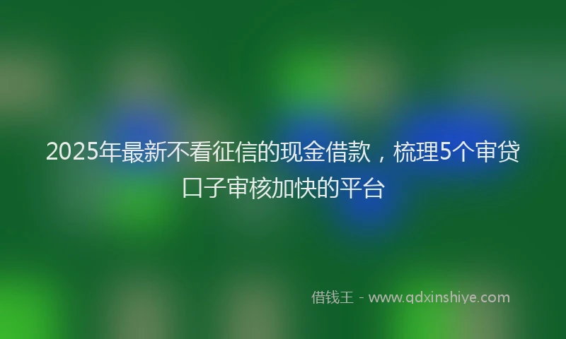 2025年最新不看征信的现金借款，梳理5个审贷口子审核加快的平台