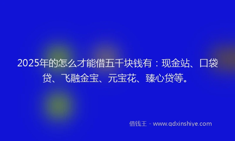 2025年的怎么才能借五千块钱有：现金站、口袋贷、飞融金宝、元宝花、臻心贷等。
