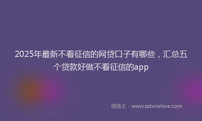 2025年最新不看征信的网贷口子有哪些，汇总五个贷款好做不看征信的app