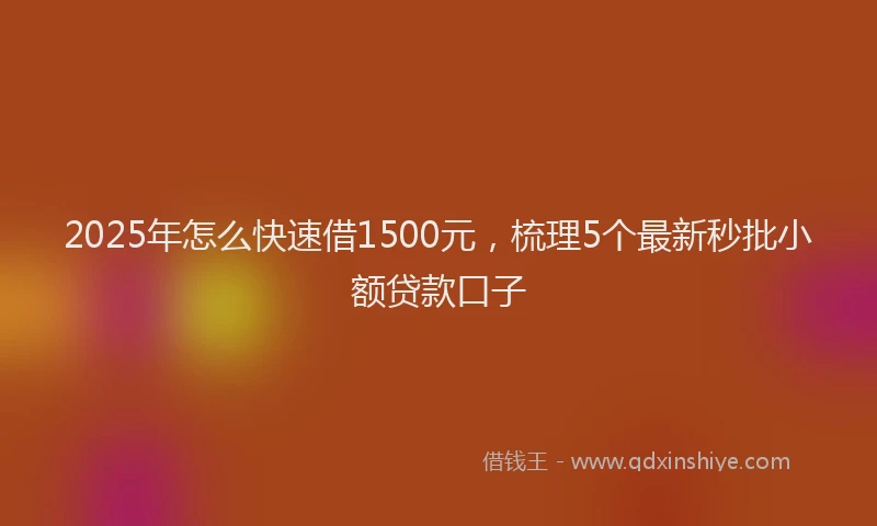 2025年怎么快速借1500元，梳理5个最新秒批小额贷款口子