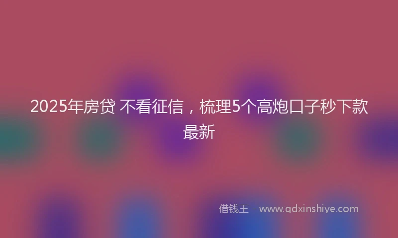 2025年房贷 不看征信，梳理5个高炮口子秒下款最新