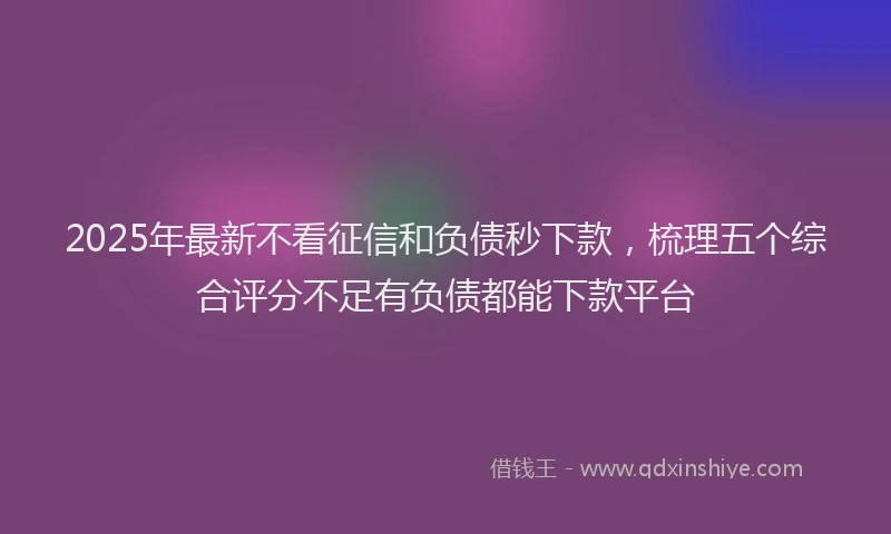 2025年最新不看征信和负债秒下款，梳理五个综合评分不足有负债都能下款平台