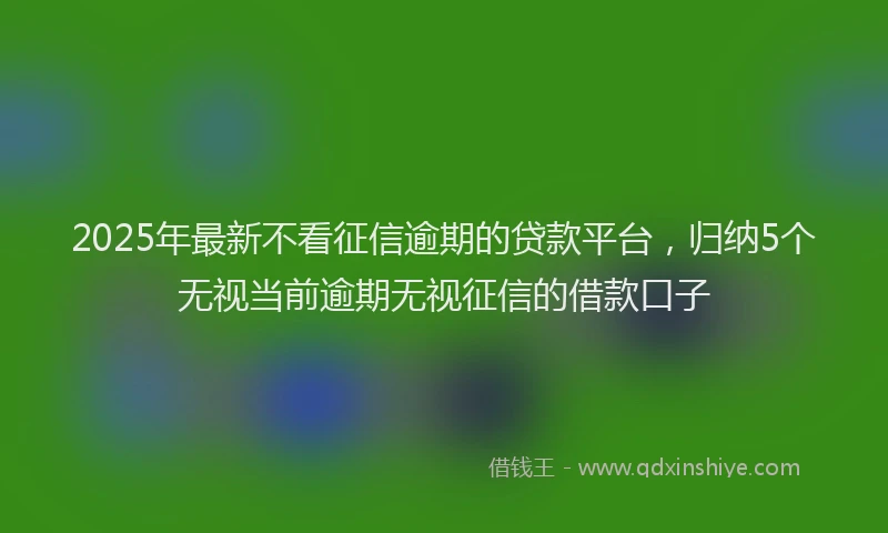 2025年最新不看征信逾期的贷款平台，归纳5个无视当前逾期无视征信的借款口子