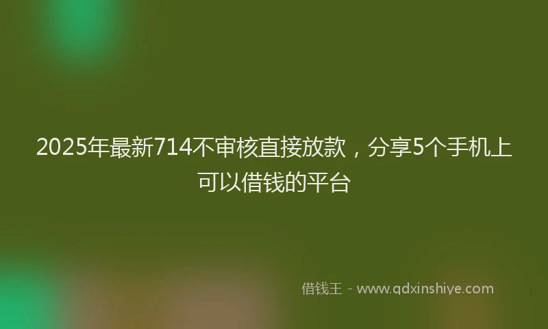 2025年最新714不审核直接放款，分享5个手机上可以借钱的平台