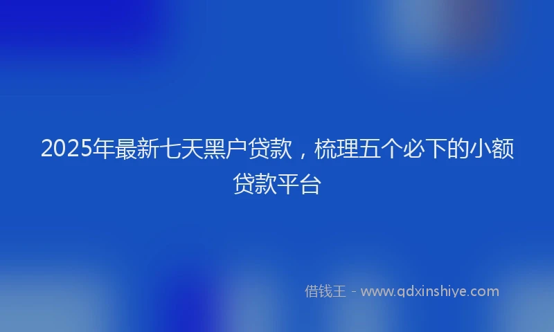 2025年最新七天黑户贷款，梳理五个必下的小额贷款平台