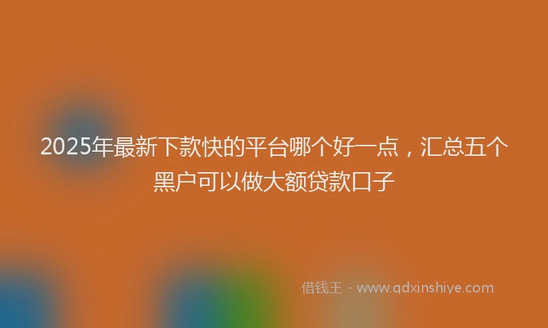 2025年最新下款快的平台哪个好一点，汇总五个黑户可以做大额贷款口子