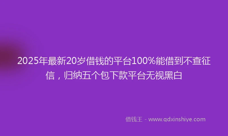 2025年最新20岁借钱的平台100%能借到不查征信，归纳五个包下款平台无视黑白