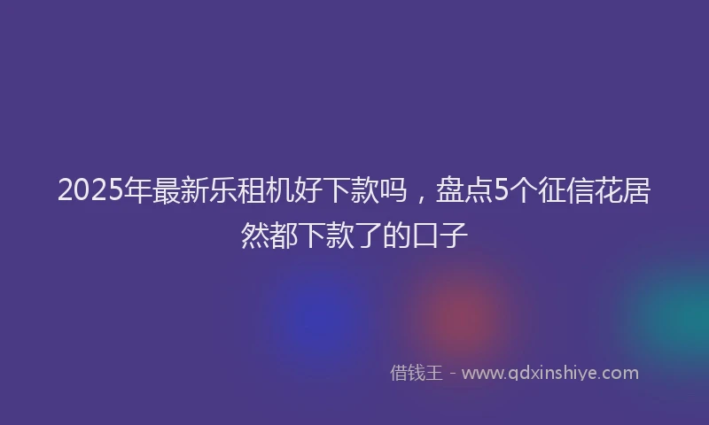 2025年最新乐租机好下款吗，盘点5个征信花居然都下款了的口子