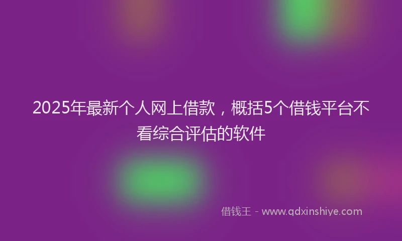 2025年最新个人网上借款，概括5个借钱平台不看综合评估的软件