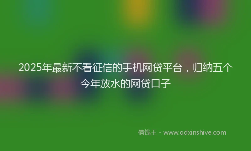 2025年最新不看征信的手机网贷平台，归纳五个今年放水的网贷口子