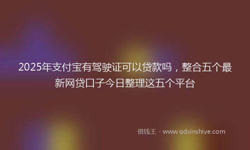 2025年支付宝有驾驶证可以贷款吗，整合五个最新网贷口子今日整理这五个平台