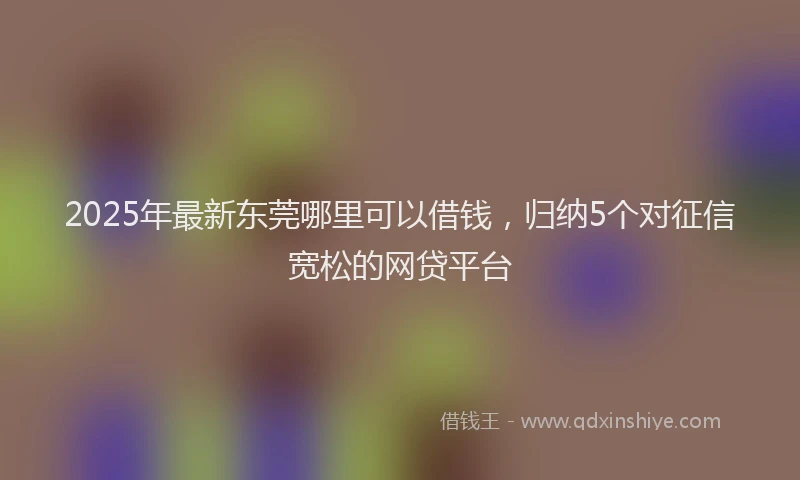 2025年最新东莞哪里可以借钱，归纳5个对征信宽松的网贷平台