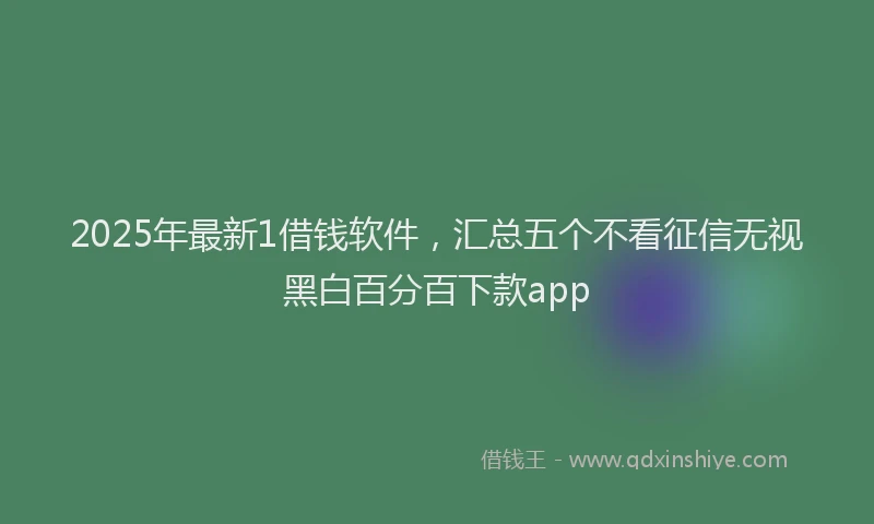 2025年最新1借钱软件，汇总五个不看征信无视黑白百分百下款app