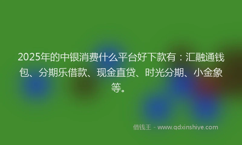 2025年的中银消费什么平台好下款有：汇融通钱包、分期乐借款、现金直贷、时光分期、小金象等。