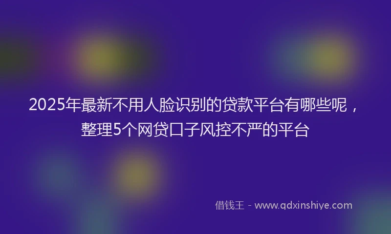 2025年最新不用人脸识别的贷款平台有哪些呢，整理5个网贷口子风控不严的平台