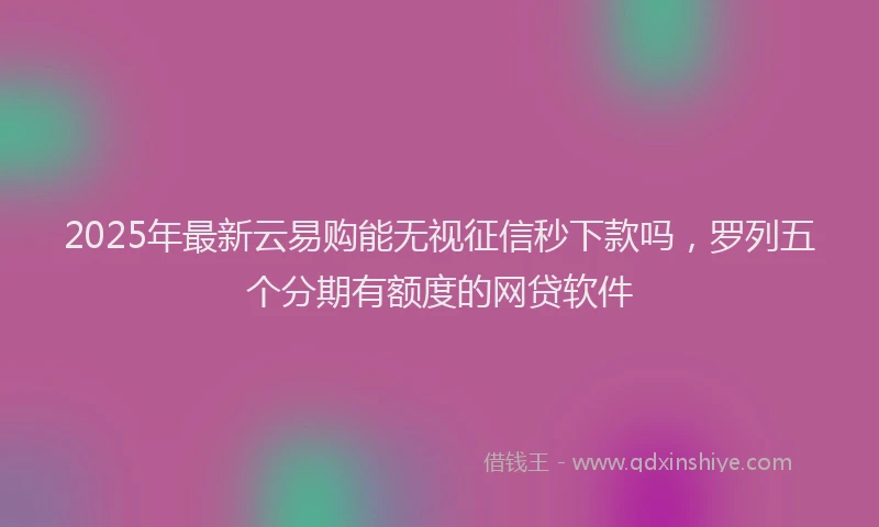 2025年最新云易购能无视征信秒下款吗，罗列五个分期有额度的网贷软件
