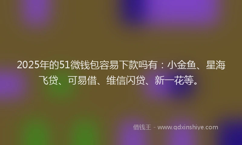 2025年的51微钱包容易下款吗有：小金鱼、星海飞贷、可易借、维信闪贷、新一花等。