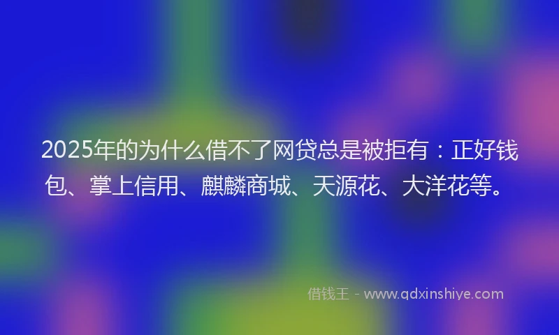 2025年的为什么借不了网贷总是被拒有：正好钱包、掌上信用、麒麟商城、天源花、大洋花等。