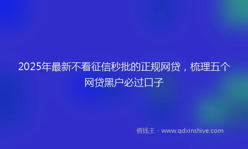 2025年最新不看征信秒批的正规网贷，梳理五个网贷黑户必过口子