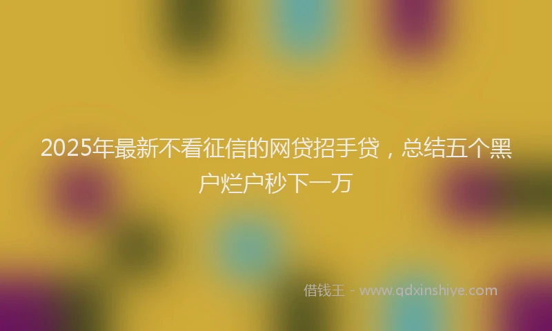 2025年最新不看征信的网贷招手贷，总结五个黑户烂户秒下一万