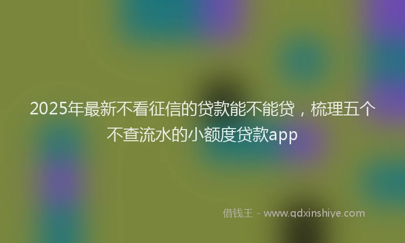 2025年最新不看征信的贷款能不能贷，梳理五个不查流水的小额度贷款app