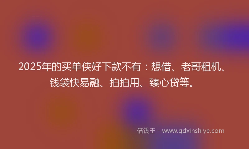 2025年的买单侠好下款不有：想借、老哥租机、钱袋快易融、拍拍用、臻心贷等。