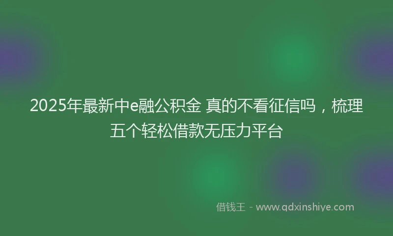 2025年最新中e融公积金 真的不看征信吗，梳理五个轻松借款无压力平台