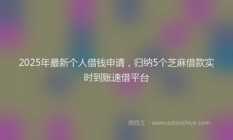 2025年最新个人借钱申请，归纳5个芝麻借款实时到账速借平台
