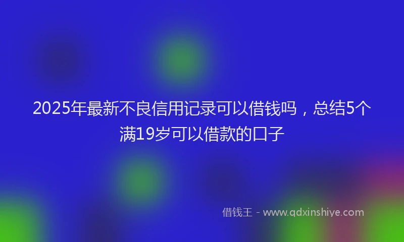 2025年最新不良信用记录可以借钱吗，总结5个满19岁可以借款的口子