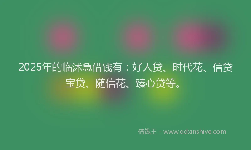 2025年的临沭急借钱有：好人贷、时代花、信贷宝贷、随信花、臻心贷等。